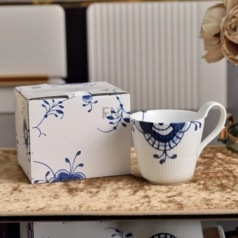 Coffee Tea Set - ชุดแก้วกาแฟลายดอกปาล์มสไตล์นอร์ดิก พร้อมจานรอง ถ้วยชา เซรามิกพอร์ซเลน แก้วอเนกประสงค์ กาน้ำชา
