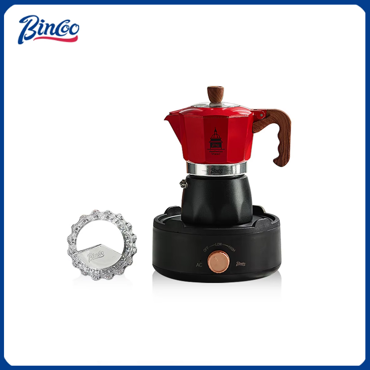 Coffee Tea Chocolate - เครื่องชงกาแฟมอคค่าพ็อตแบบวาล์วคู่ Bincoo เครื่องชงกาแฟเอสเพรสโซแบบใช้ไฟฟ้า สำหรับเตาไฟฟ้า ชงกาแฟสไตล์อิตาเลียน ใช้ได้ทั้งในบ้านและนอกบ้าน