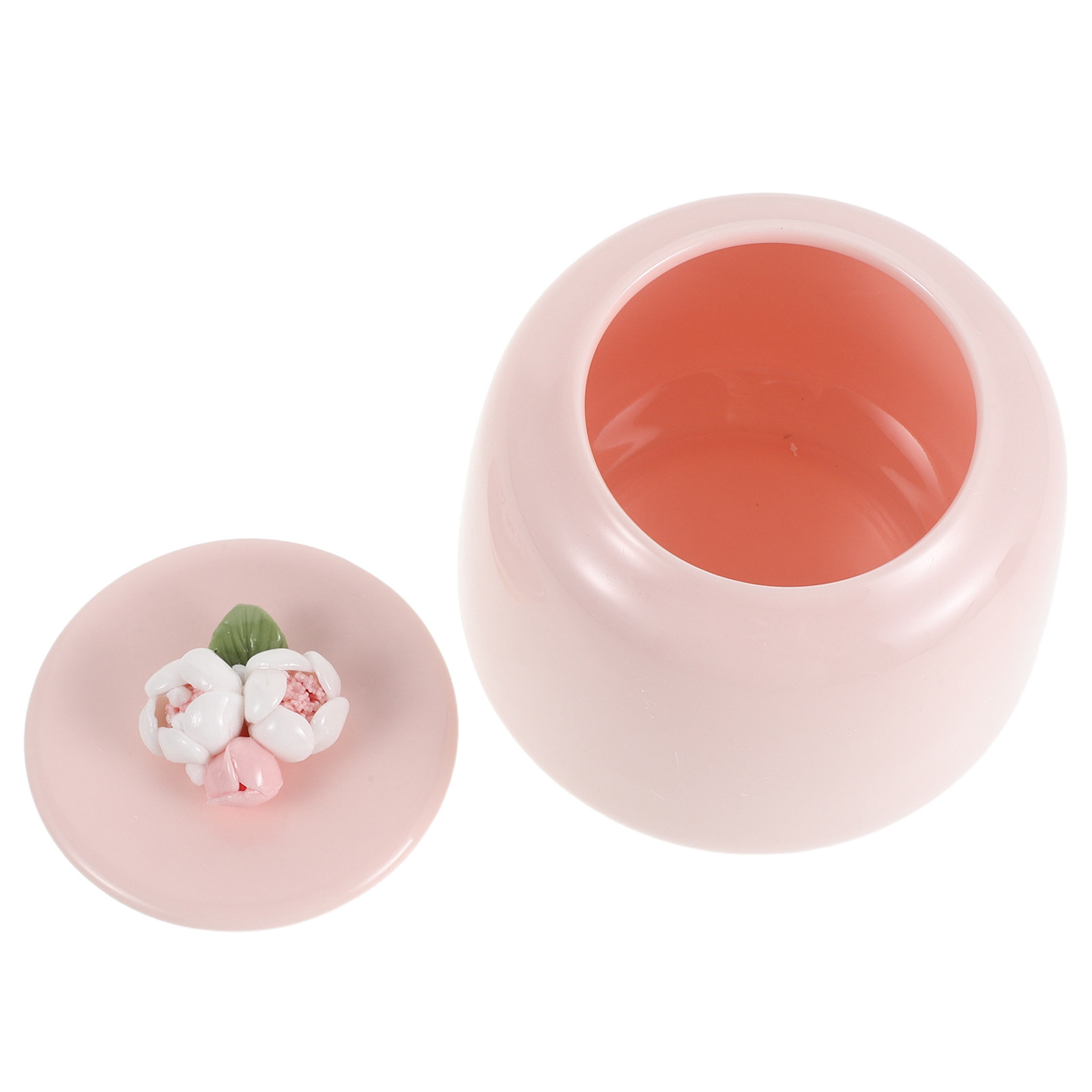 Coffee Tea And Sugar Canisters - โถเซรามิกสำหรับเก็บชา สีชมพู พอร์ซเลน ปิดสนิท ป้องกันอากาศเข้า ใช้จัดระเบียบในครัว
