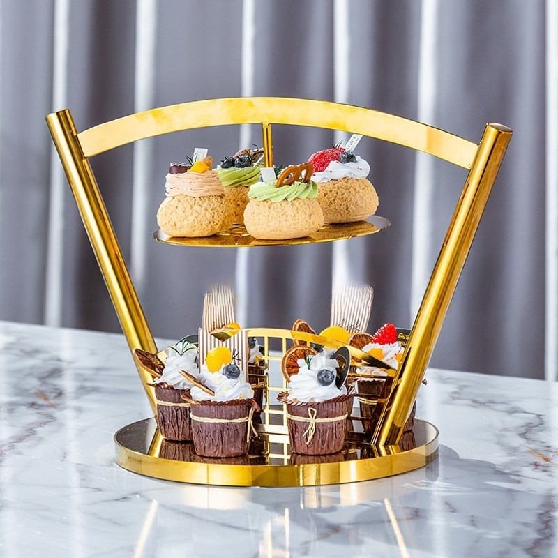 Coffee Tea Break - ชั้นวางขนมสำหรับน้ำชายามบ่ายแบบสามชั้น ถาดผลไม้ ขนมเค้ก โต๊ะพักกาแฟ โต๊ะของหวานสไตล์โรงแรมอังกฤษ แท่นวางโชว์ของตกแต่ง