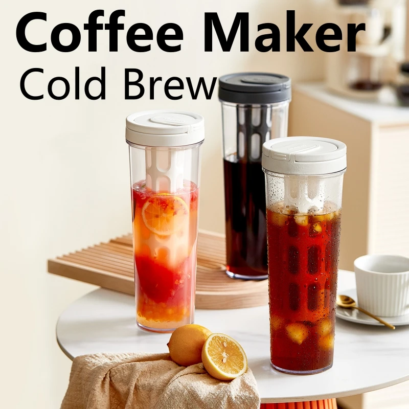 Cold Brew Bottle - 1L เครื่องชงกาแฟสกัดเย็นด้วยตนเองพร้อมที่จับขวดน้ําความจุสูงฤดูร้อนแบบพกพาน้ําผลไม้ชาผลไม้ Coffeeware หม้อ