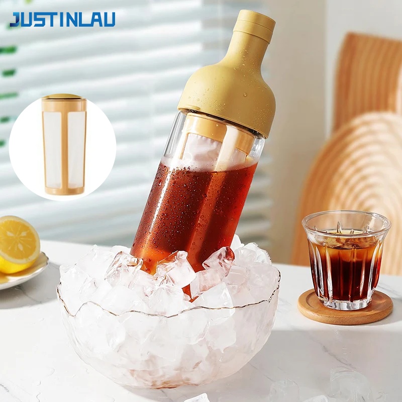 Coffee Tea Catering - JUSTINLAU 1L เหยือกชงกาแฟสกัดเย็น กาชงชาผลไม้พร้อมตะแกรงกรอง หม้อกาแฟแก้วบอโรซิลิเกตคุณภาพสูงสำหรับร้านกาแฟ