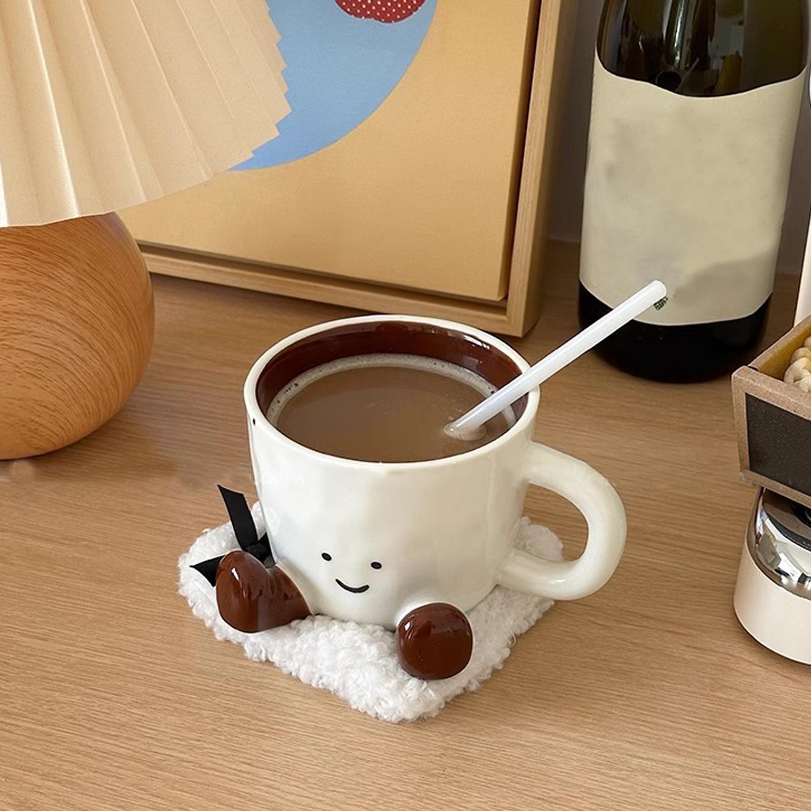 Coffee Tea Friends - แก้วกาแฟตลกน่ารัก แก้วเซรามิกสำหรับใช้ในบ้าน ครัว สำหรับดื่มกาแฟ ชา ไวน์