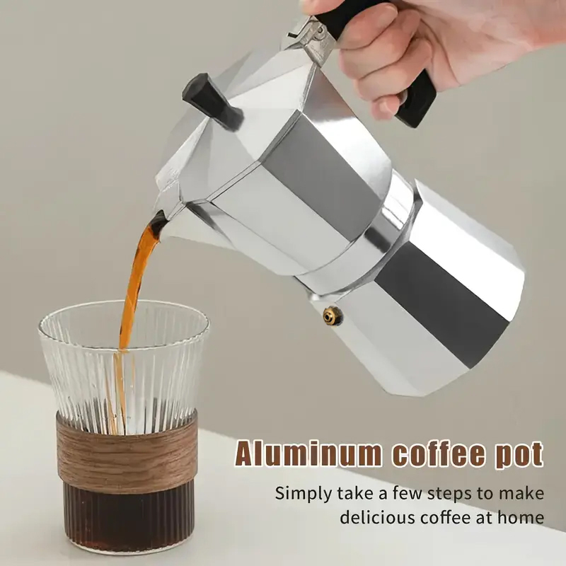 Coffee Tea Chocolate - หม้อต้มกาแฟโมก้าอะลูมิเนียมแบบคลาสสิก ขนาด 50-300 มล. สำหรับใช้ในบ้าน เตาแก๊ส