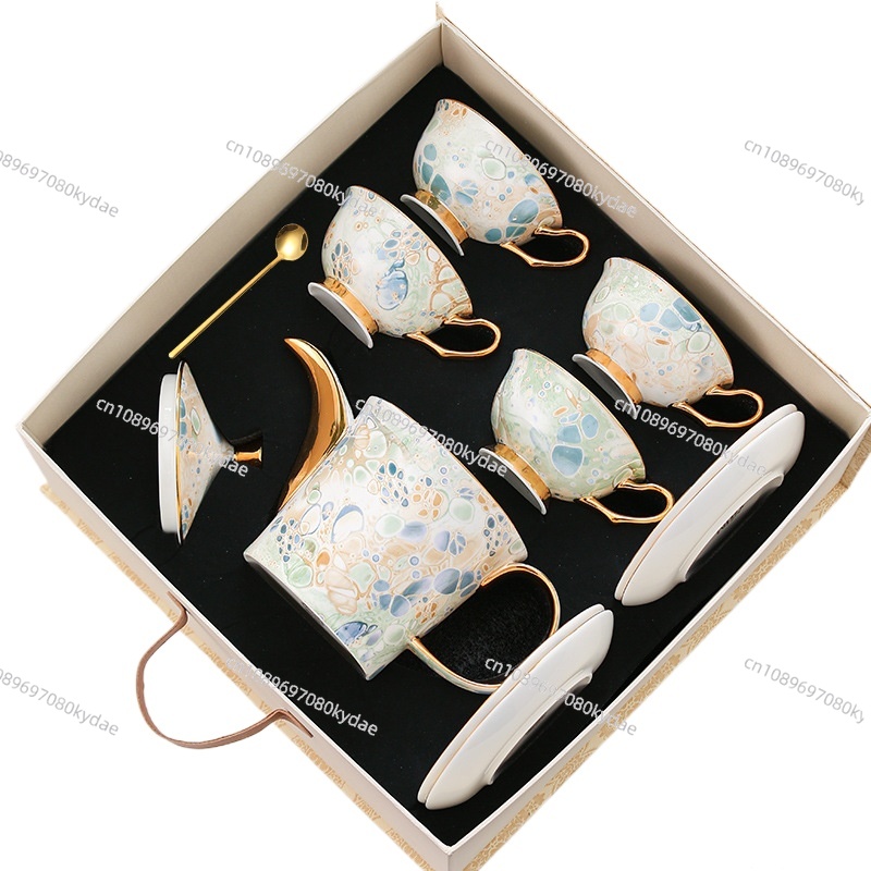 Coffee Tea Set - แก้วกาแฟ เซรามิก กาน้ำชา ลายดอกไม้ ชุดน้ำชา สำหรับเพื่อนสาว