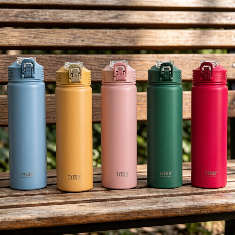 Cold Brew Bottle - กระติกน้ำเก็บอุณหภูมิ TYESO 600/750 มล. พร้อมหลอดดูด, แก้วน้ำสแตนเลสสำหรับรถยนต์และกีฬา,