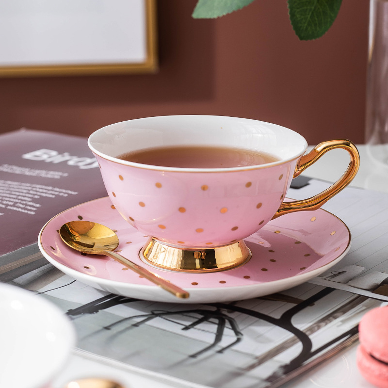 แก้วกาแฟเซรามิกสีชมพูพร้อมจานร - Coffee Tea Set บทวิจารณ์และราคา