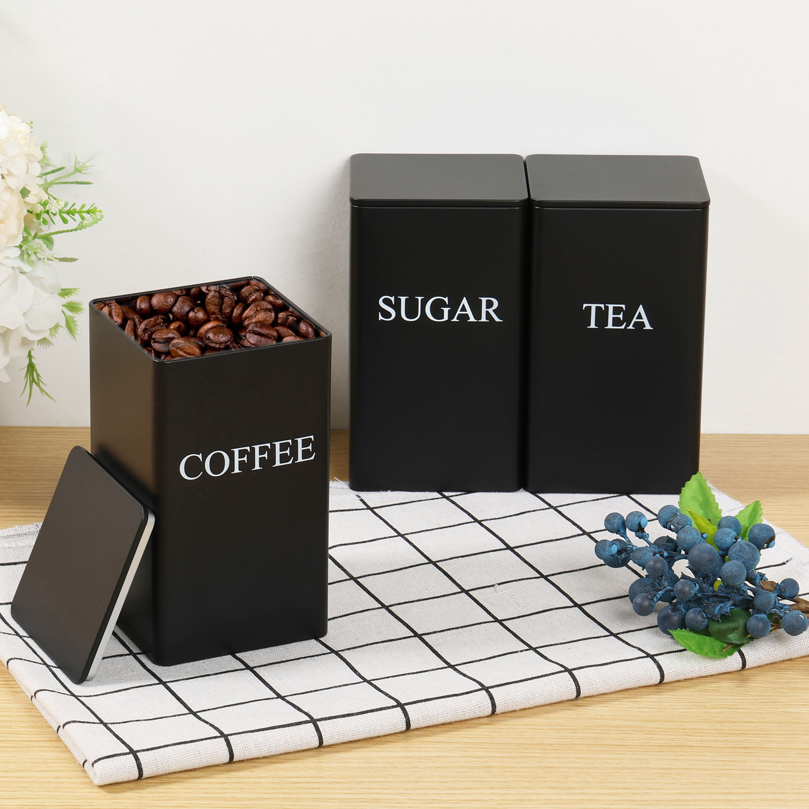 3 ชิ้นกาแฟ Bean ถังเก็บชาน้ําต - Coffee Tea And Sugar Canisters บทวิจารณ์และราคา