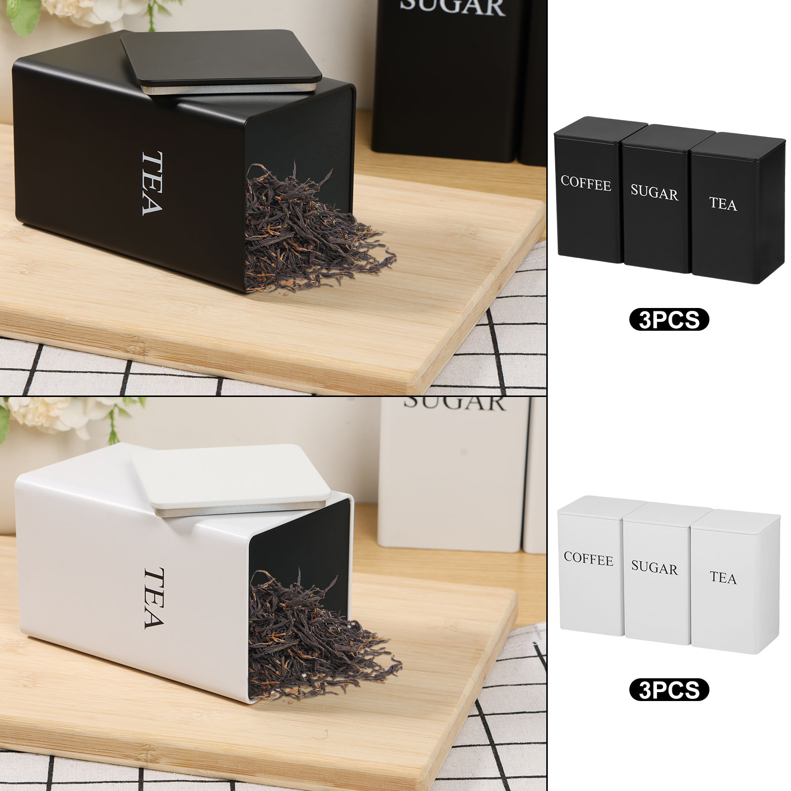 3 ชิ้นกาแฟ Bean ถังเก็บชาน้ําต - Coffee Tea And Sugar Canisters บทวิจารณ์และราคา