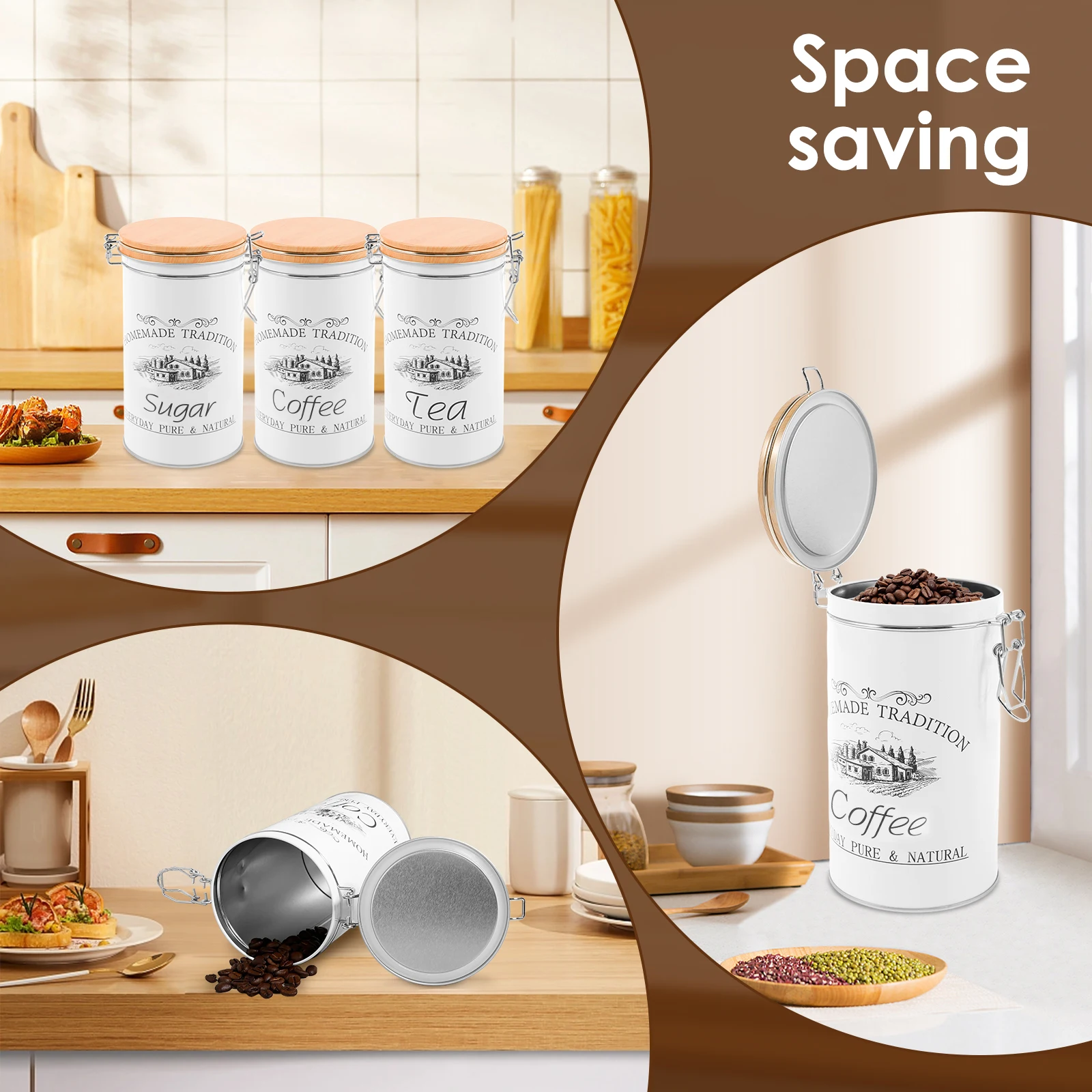 ชุดกระป๋องเก็บชา กาแฟ น้ำตาล 3 - Coffee Tea And Sugar Canisters บทวิจารณ์และราคา