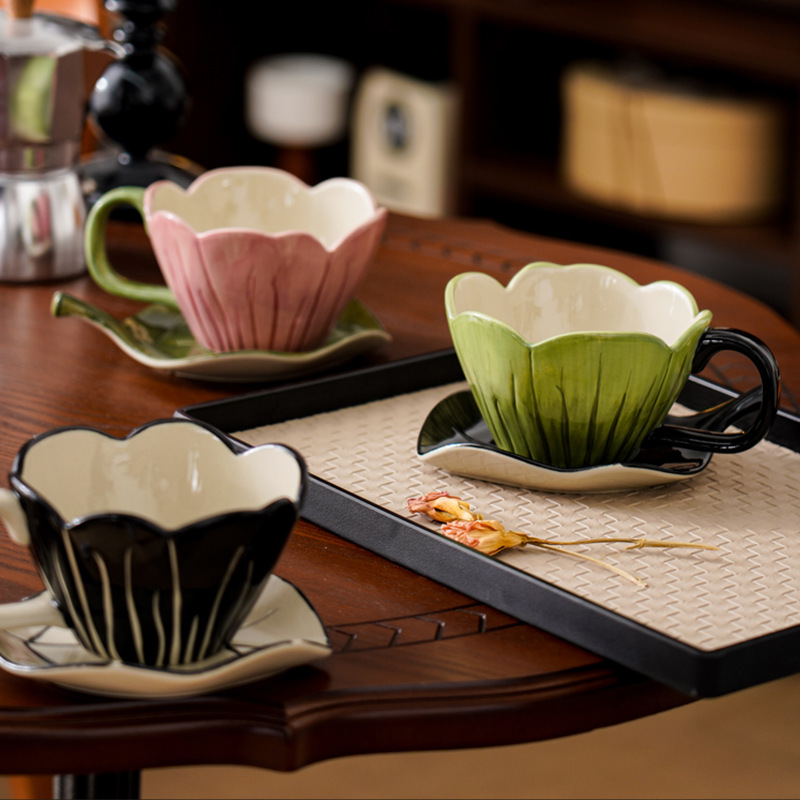 ไม่สม่ําเสมอมือวาดถ้วยกาแฟชุดจ - Coffee Tea Set บทวิจารณ์และราคา