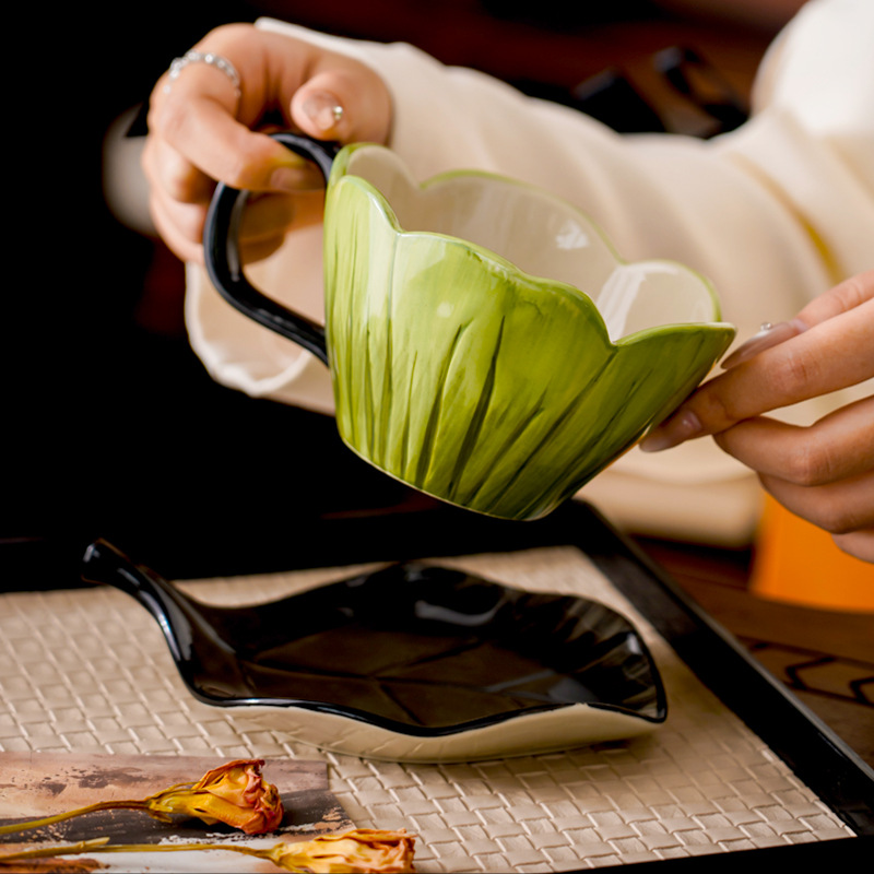 ไม่สม่ําเสมอมือวาดถ้วยกาแฟชุดจ - Coffee Tea Set บทวิจารณ์และราคา