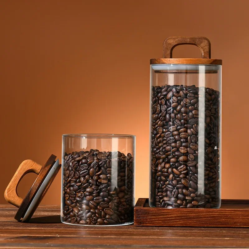 ขวดแก้วใสพร้อมฝาปิดไม้ไผ่กระป๋ - Coffee Tea And Sugar Canisters บทวิจารณ์และราคา