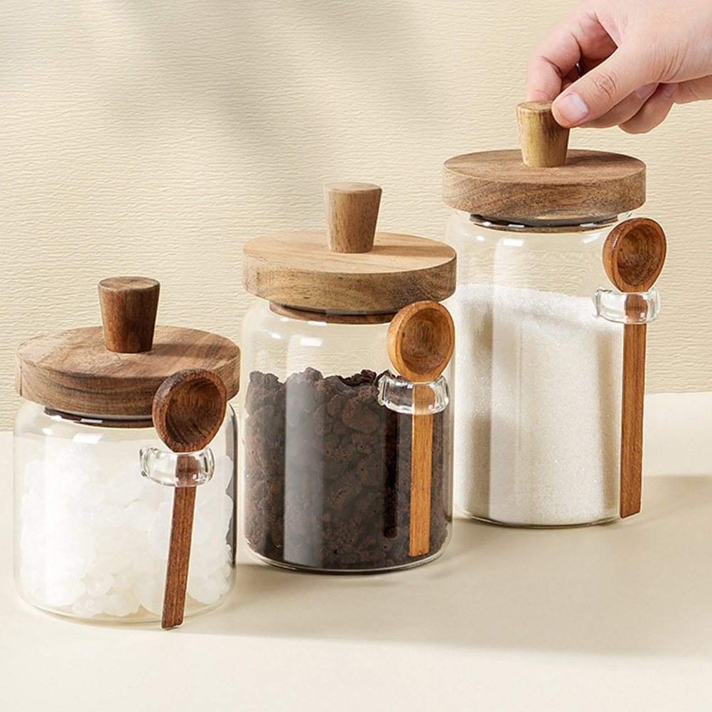 โถแก้วเก็บเมล็ดกาแฟ ฝาไม้ปิดสน - Coffee Tea And Sugar Canisters บทวิจารณ์และราคา