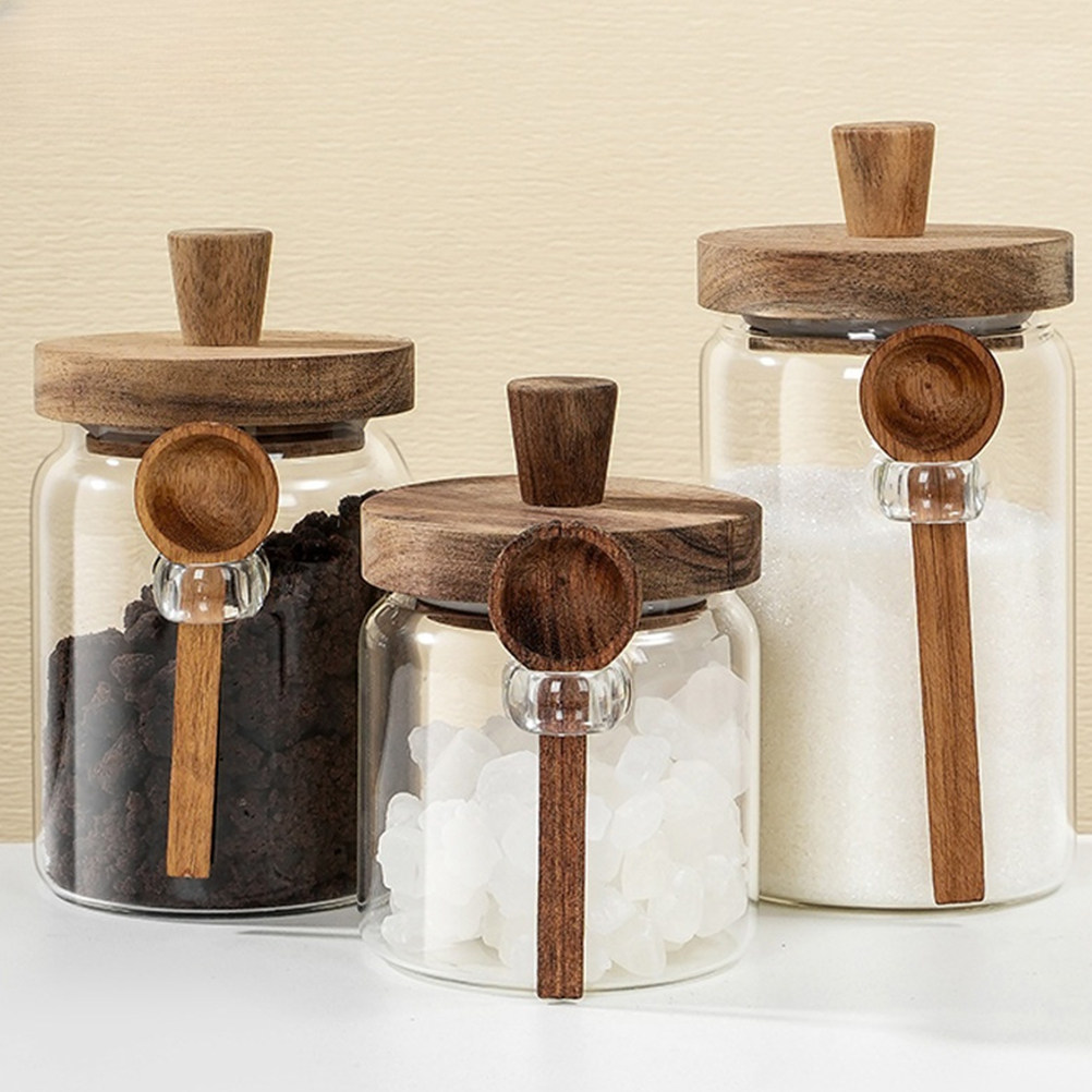 โถแก้วเก็บเมล็ดกาแฟ ฝาไม้ปิดสน - Coffee Tea And Sugar Canisters บทวิจารณ์และราคา