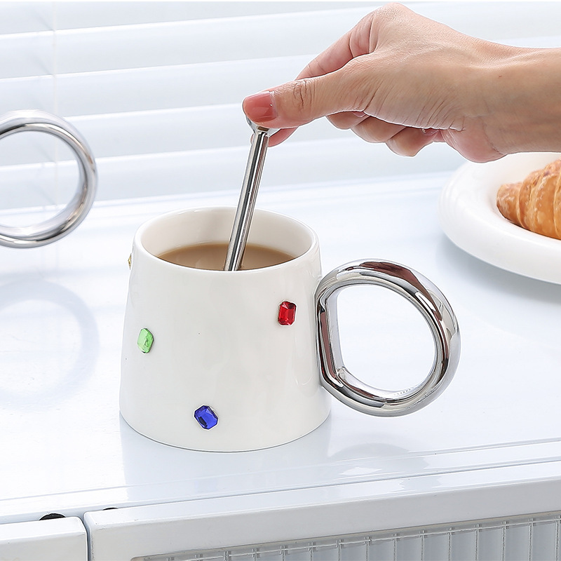 แก้วกาแฟแก้วอัญมณีเซรามิกพร้อม - Coffee Tea Friends บทวิจารณ์และราคา