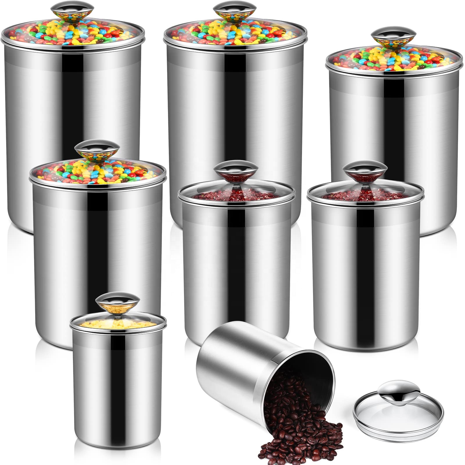 ชุดกระป๋องเก็บอาหารสแตนเลสสำหร - Coffee Tea And Sugar Canisters บทวิจารณ์และราคา