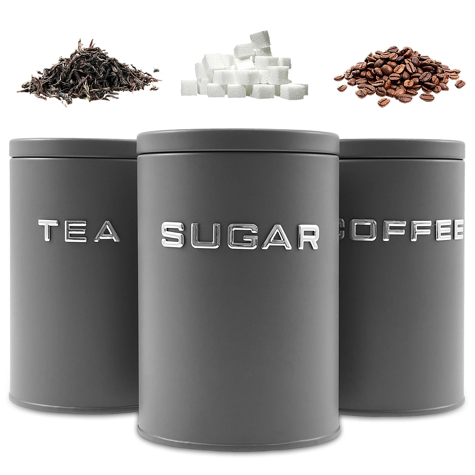 กระป๋องเก็บชา กาแฟ น้ำตาล 3 ชิ - Coffee Tea And Sugar Canisters บทวิจารณ์และราคา