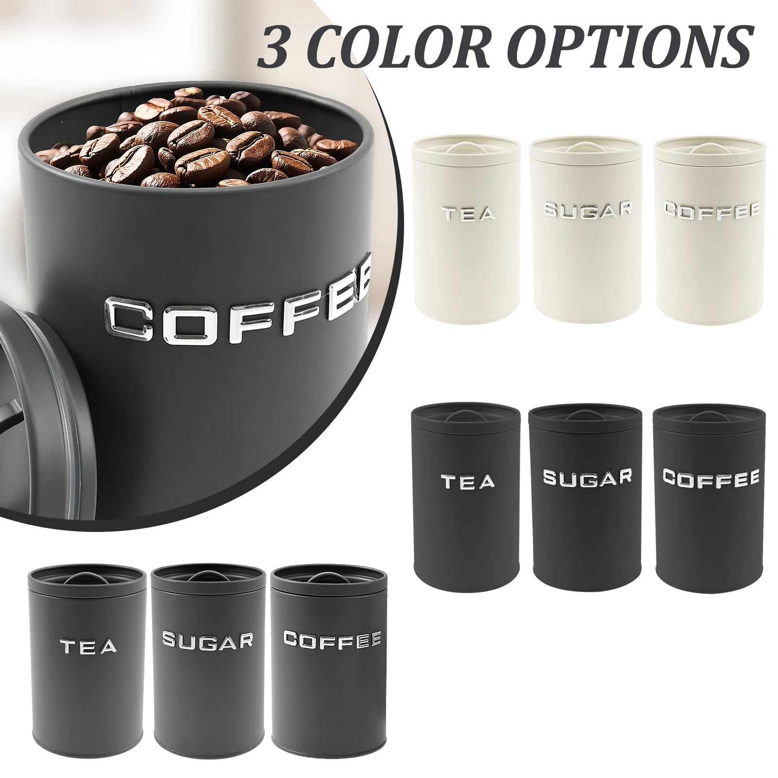 กระป๋องเก็บชา กาแฟ น้ำตาล 3 ชิ - Coffee Tea And Sugar Canisters บทวิจารณ์และราคา